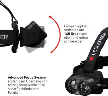Налобний ліхтар Ledlenser H19R Core, 3500 люмен, акумуляторний, LED, з червоним світлом, водонепроникний IP67, дальність 300 м, USB-зарядка, Fusion Light