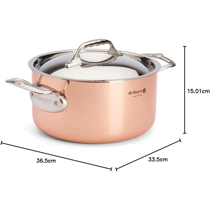 Каструля для овочів De Buyer з кришкою, мідна, коричнева, 20 см, 2 шт.