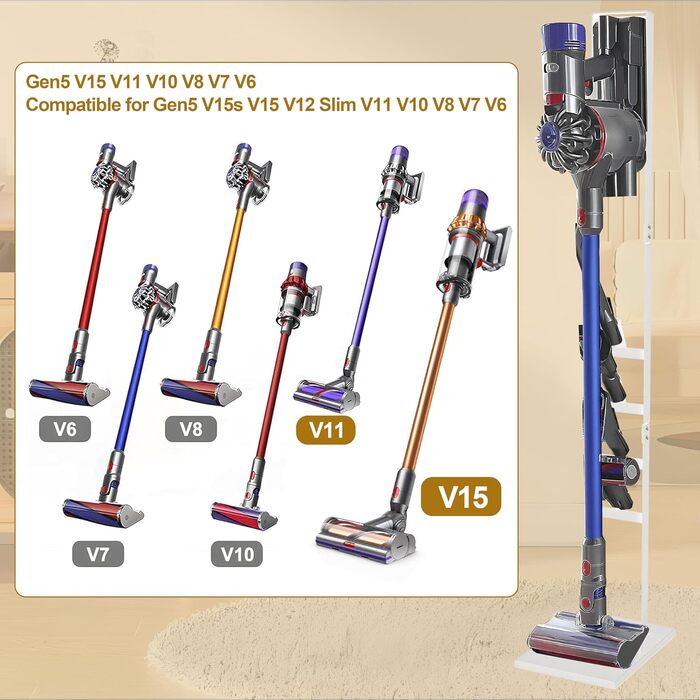 Підставка для пилососа OUTBROS, сумісна з Dyson Gen5, V15s, V15, V12 Slim, V11, V10, V8, V7, V6, тримач аксесуарів, органайзер, біла