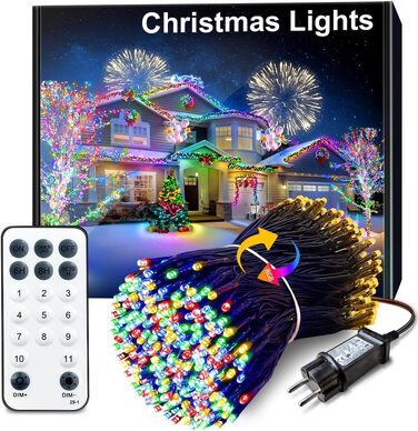 Світлодіодна гірлянда для вулиці 30м, 300 LED вогників для новорічного та різдвяного декору (Теплий білий/Кольорова)