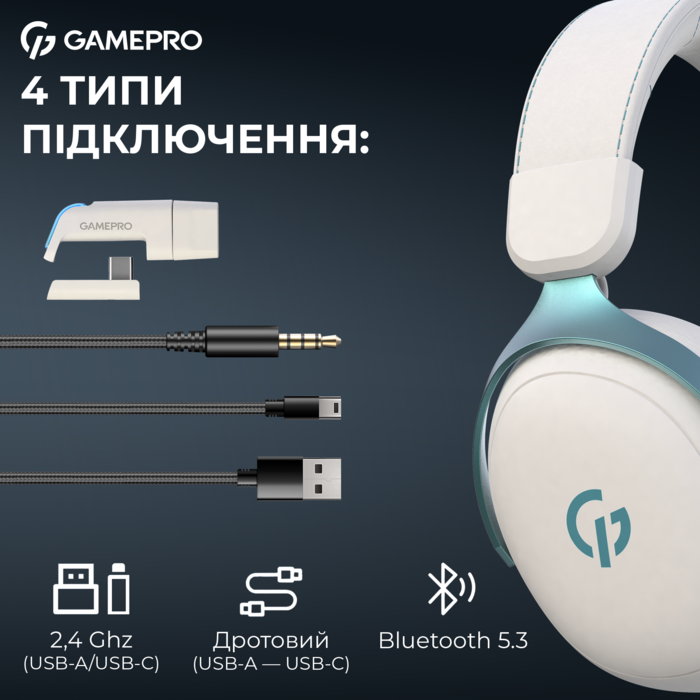 Бездротова ігрова гарнітура GamePro Asgard Freya Pro (HSW201WB)