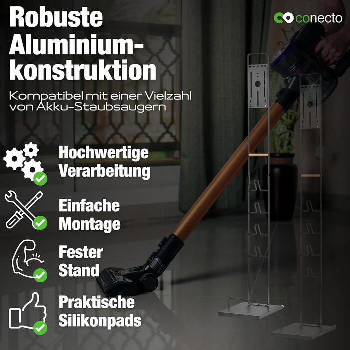 Стійка для пилососа Dyson Gen5, V15, V12, V11, V10, V8, V7, V6 - універсальний тримач для підлоги (Бук, Чорний)