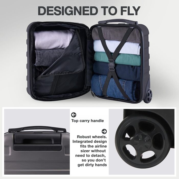 Ручна поклажа Cabin Max Luggage Trolley, валіза для переліту 40x30x20 см, 24л, на 2 колесах, Graphite