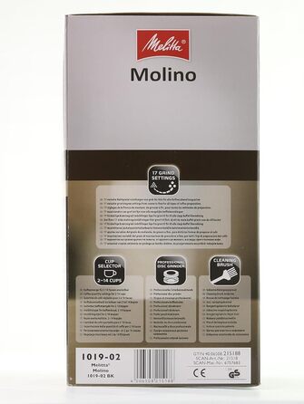 Електрична кавомолка Melitta Molino 1019-02, дисковий млин, чорна