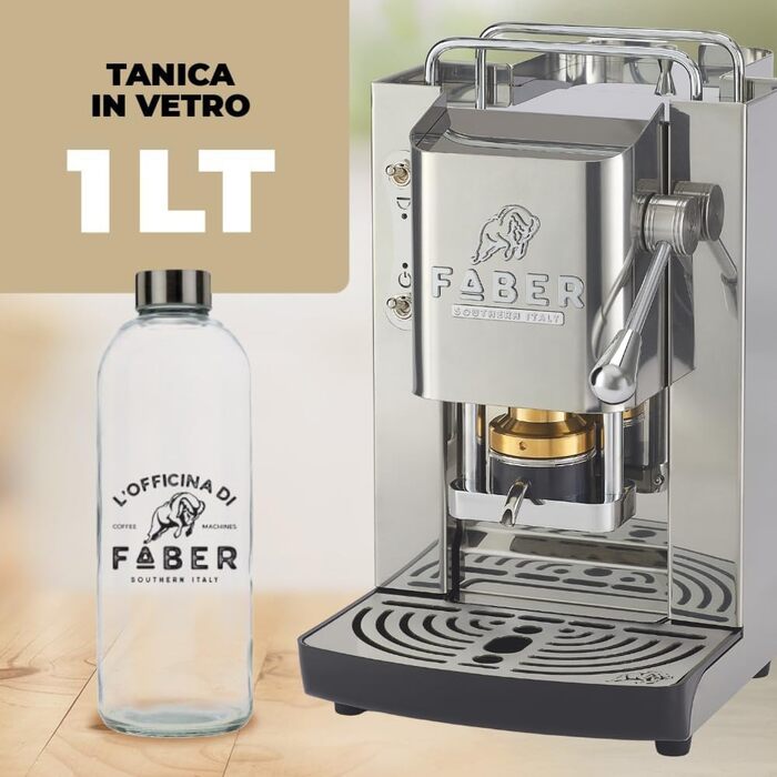 Кавомашина Faber Deluxe 3.0 для ESE 44мм, нержавіюча сталь, 1л, з електроклапаном та регульованим пресом