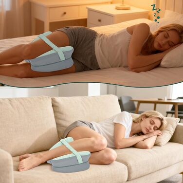 Ортопедична подушка між колін для сну на боці Dioxide з ефектом пам'яті (Memory Foam) для розвантаження спини, стегон та суглобів, м'ятна