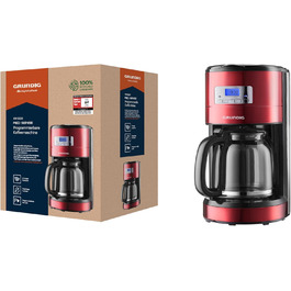 Кавоварка Grundig KM 6330 Red Sense, 1,8 л, 12 чашок, з цифровим годинником і програмованим стартом, металік червона
