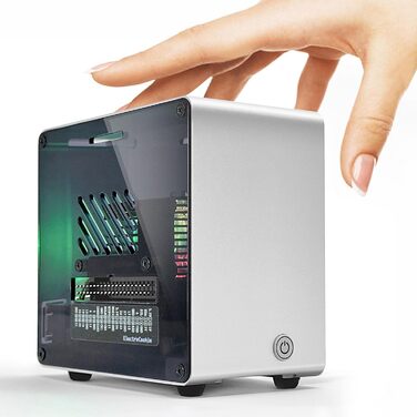 Корпус ElectroCookie для Raspberry Pi 5, алюмінієвий міні-тауер з вентилятором і RGB підсвічуванням, сріблястий