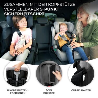 Дитяче автокрісло Kinderkraft COMFORT UP i-Size, для дітей 76-150 см, 5-точковий ремінь, регульований підголівник, зелений, стандарт ECE R129/03