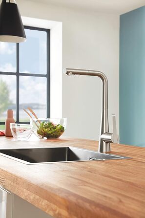 Змішувач кухонний GROHE Zedra з висувним душем, 3 режими, SuperSteel - 32294002