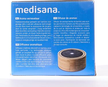 Аромадифузор Medisana AD 625 з бамбука, електричний з таймером, для ефірних олій, 100 мл, підсвічування 6 кольорів, очищувач повітря та освіжувач кімнати