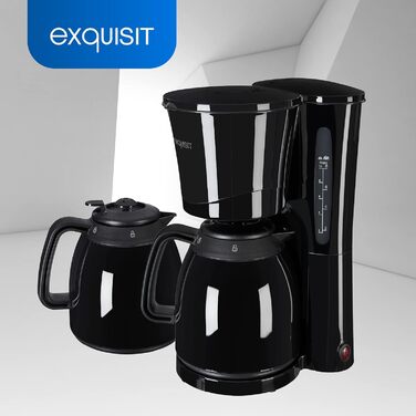 Кавоварка Exquisit KA 6502, 2 термос-чайники, 1x4 фільтр, 870 Вт, 10 чашок, автоматичне вимкнення, чорна