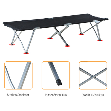 Outsunny Camp Bed Кемпінгове ліжко з сумкою чорне