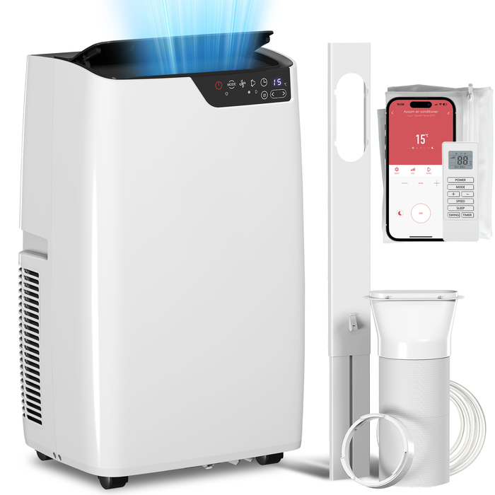 Мобільний кондиціонер 12000 BTU: охолодження, осушення, вентиляція, нічний режим, WiFi та голосове керування