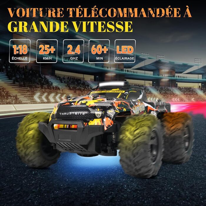 RC Автомобіль 1:18 Gelb - Швидкісний позашляховик 2.4GHz з LED, 25 км/год, 2 акумулятори для хлопчиків від 3 років