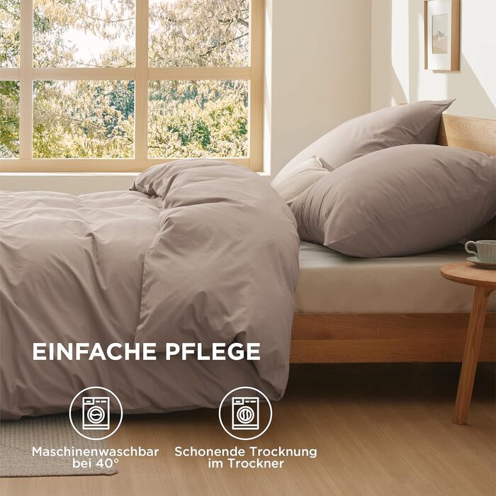 BEDSURE Комплект постільної білизни 135x200, бавовна, 4-х частинний. Комплект постільної білизни з простирадлом та двома наволочками 80x80 см, Oeko-TEX, колір шалфей з застібкою на блискавку (155 x 220 см, хакі)