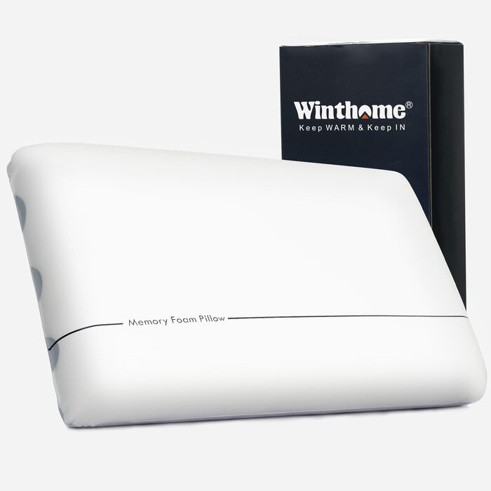 Подушка з піни Memory Foam Winthome з двостороннім регулюванням жорсткості 60x40x10 см, біла. Ортопедична подушка для сну на спині, боці та животі, сертифікат Oeko-Tex