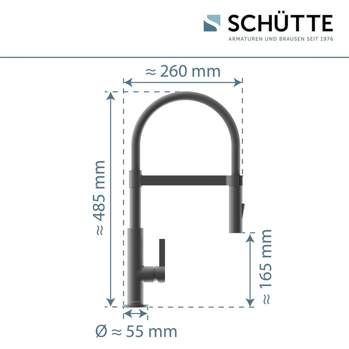 Змішувач кухонний SCHÜTTE Miami 79142 графіт, з висувним душем, одинарний важіль