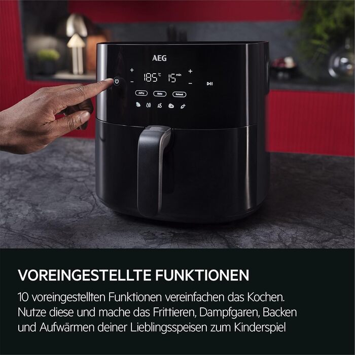 Аерофритюрниця AEG AAF7B Heissluftfritteuse 7000 Serie 6000, 3.3 л, чорна
