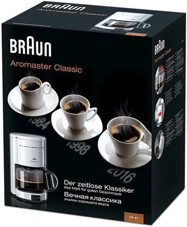 Кавоварка Braun KF 47 WH з фільтром і скляною колбою, OptiBrew, автоматичне вимкнення, біла