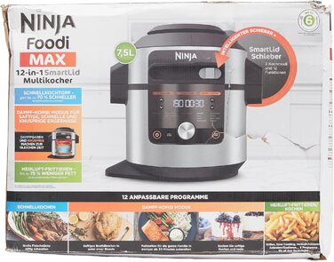 Мультиварка Ninja Foodi MAX 12-в-1 з SmartLid, 7,5 л, тиск, аерофритюр, повільне приготування, нержавіюча сталь, модель OL650EU