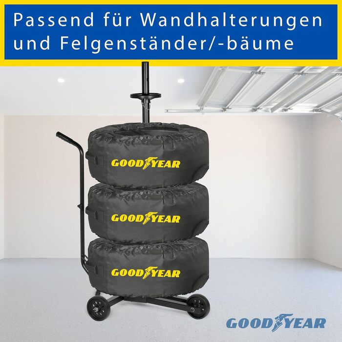Сумки для шин Goodyear з 600D поліестеру, чорні, водовідштовхувальні, захист від УФ, набір 4 шт.