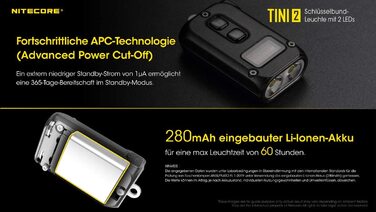 Ліхтар-брелок Nitecore TINI 2, 500 люмен, акумуляторний, чорний