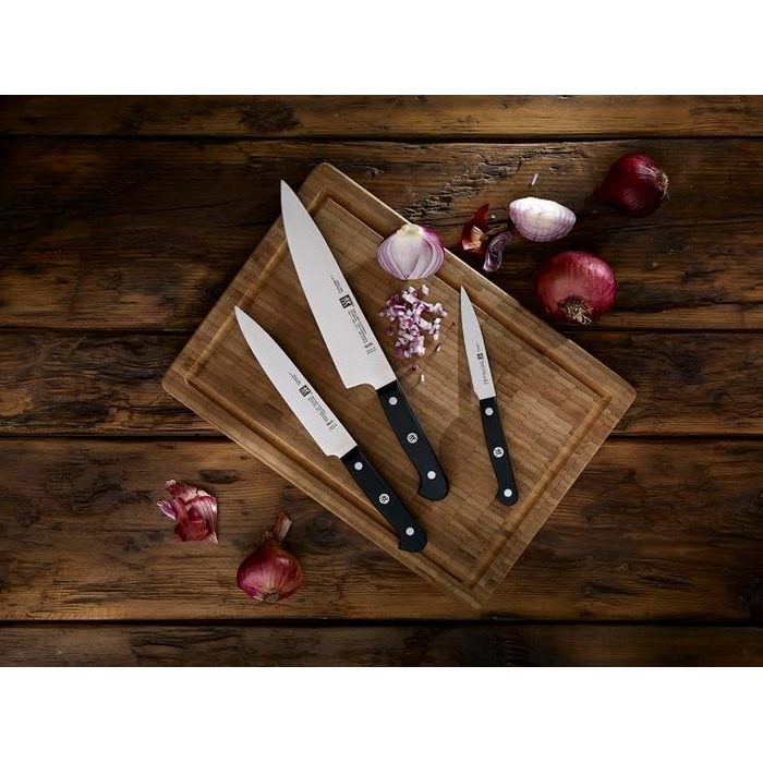 Набір ножів ZWILLING Gourmet, 7 предметів: ножі, мусат, кухонні ножиці, блок, нержавіюча сталь, ергономічна пластикова ручка, чорний, вироблено в Німеччині