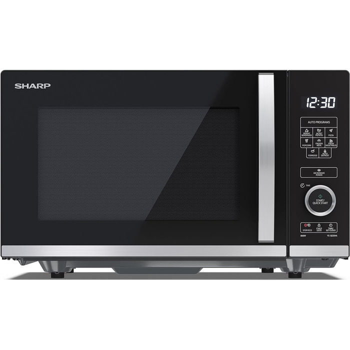 Мікрохвильова піч SHARP QS204AEB, 800 Вт, 10 режимів, функція розморожування, чорна