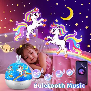 Нічник-проектор зоряного неба для дітей з 15 фільмами, Bluetooth, LED, нічник для дитячої кімнати, кролик