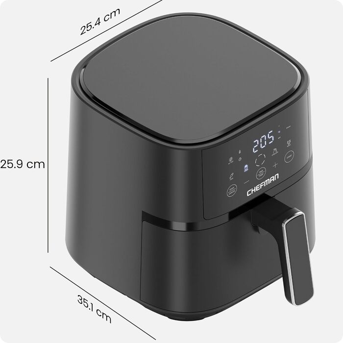 Аерофритюрниця Chefman 3.75L з технологією Hi-Fry, сенсорне керування, антипригарне покриття, чорна