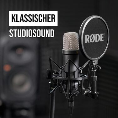 RØDE NT1 Signature Series студійний конденсаторний мікрофон з великою діафрагмою, антивібраційним кріпленням, поп-фільтром та XLR-кабелем для музики, вокалу, стрімінгу і подкастів
