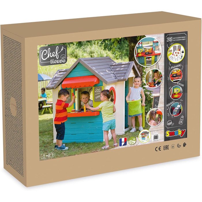 Дитячий ігровий будиночок Smoby Life Chef (124x132x135 см) з кухнею та прилавком, вуличний, з переробленого пластику, для дітей від 2 років