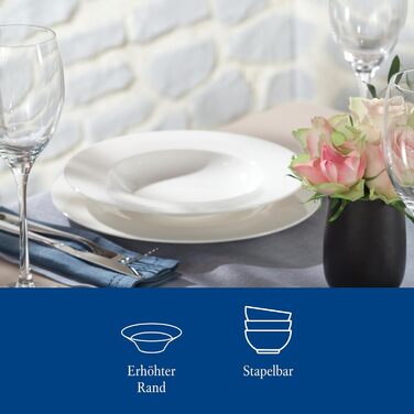 Набір столового посуду vivo by Villeroy & Boch Basic White, 12 предметів, білий, порцеляна, для 6 осіб, тарілки, супові та обідні, підходить для посудомийної машини, преміум-якість