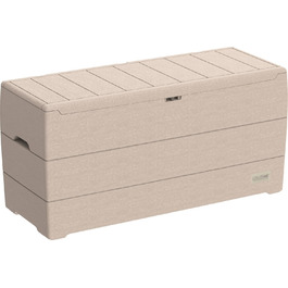 Duramax Cedargrain Durabox 270л: пластиковий органайзер для саду з колесами та ручками, короб для подушок, теплий сірий колір