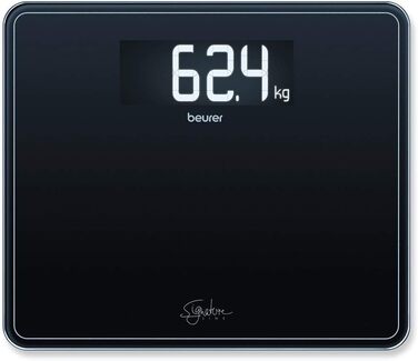 Ваги підлогові Beurer GS 410 чорні Signature Line, скляні, електронні, великий дисплей XXL, вантажопідйомність до 200 кг, 35x30 см