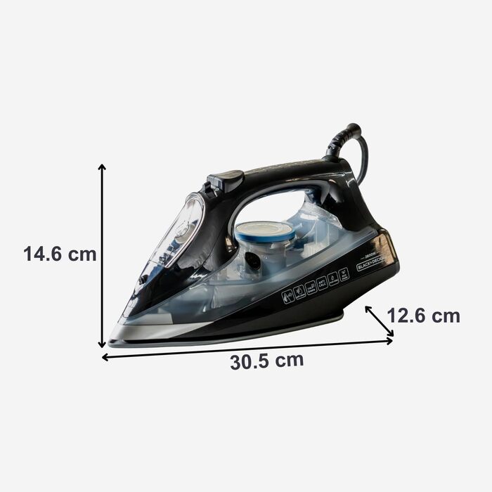 Праска Black+Decker BXIR2606E: 2600W, керамічна підошва, вертикальне прасування, антикальк, 170 г/хв