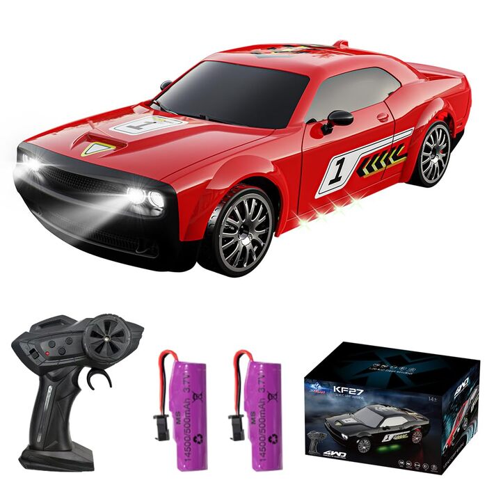 RC Дрифт-кар 1:20 для дітей, 2.4Ghz, LED, 15км/год, 4WD, червоний (2 батареї)