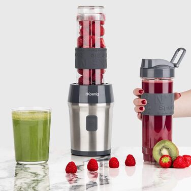 Смузі блендер H.Koenig SMOO9, 300 Вт, 570 мл, нержавійка, 2 пляшки, BPA-free, сірий