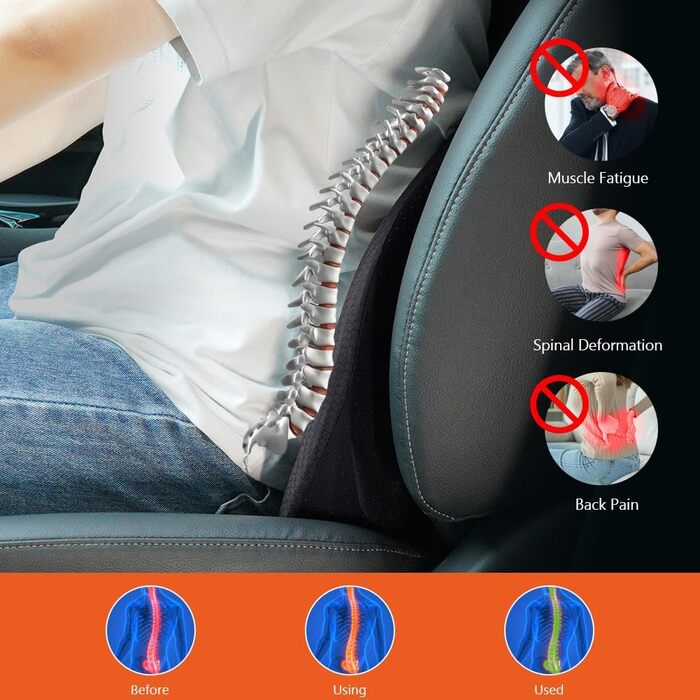Подушка-клинок Ainiv для авто з піною Memory Foam: ергономічна підтримка спини для водія, комфорт у подорожах
