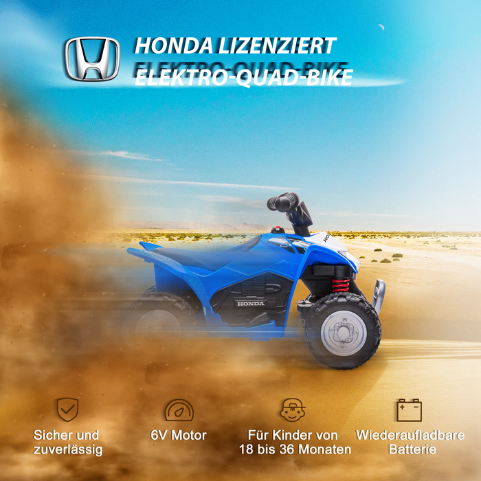 AIYAPLAY Електричний квадроцикл Mini Quad Kids Квадроцикл зі світлодіодним підсвічуванням та клаксоном Дитячий мотоцикл Дитячий автомобіль Електромобіль для дітей від 18 місяців Метал Синій 65.5 x 38.5 x 43.5см