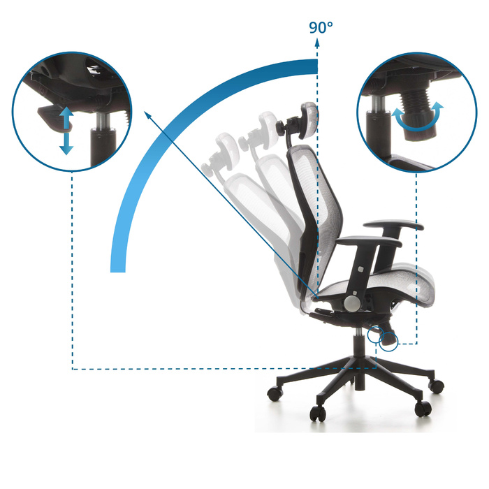 Офісне крісло / Крісло керівника AIR-PORT Mesh Сріблясто-сірий hjh ОФІС