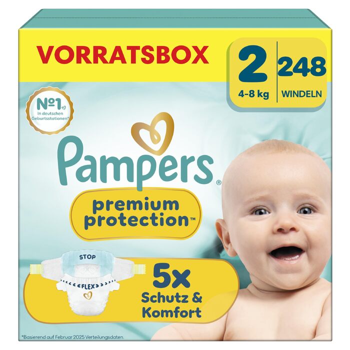 Підгузки Pampers Premium Protection розмір 2 (4-8 кг), велика упаковка 248 шт, на липучках