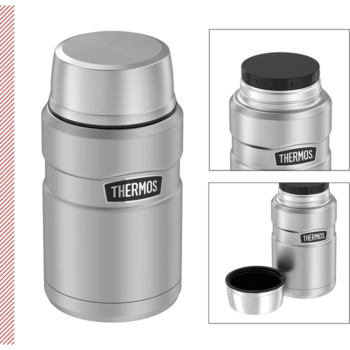 Термос для їжі Thermos STAINLESS KING 0,71 л з нержавіючої сталі, зберігає тепло 14 годин і холод 24 години, герметичний, великий харчовий контейнер для супу, мюслі, страв, підходить для миття в посудомийній машині, без ложки