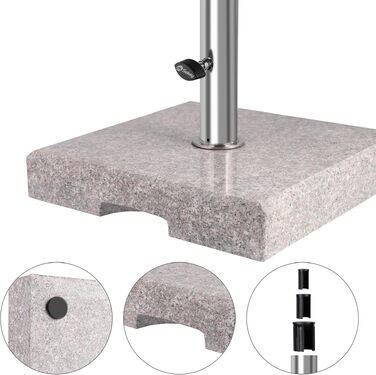 Підставка для парасольки Sekey Granit, сталева труба, сіра, 25 кг (для трубок 22-38 мм), балконна/садова