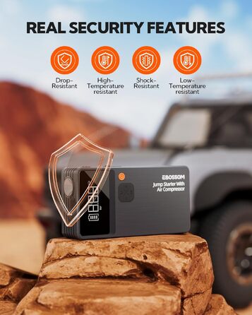 Бустер-пусковий пристрій для авто JC8 8000mAh 7-в-1: портативний компресор, Powerbank, LED-ліхтарик та USB-C зарядка, автомобільний jump starter