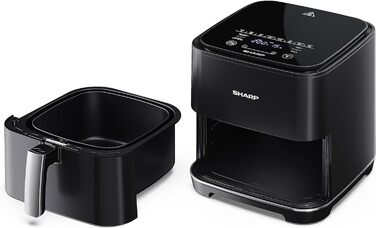 Аерофритюрниця SHARP AF-GS552AE-B 5,5 л, цифрове керування, 8 програм, 1650 Вт, чорна, випікання без олії