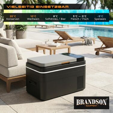 Автомобільний компресорний холодильник Brandson 30л з Bluetooth та Wi-Fi (Tuya Smart) - 230V/12V/24V, морозильна камера до -20°C, Еко-режим, чорний