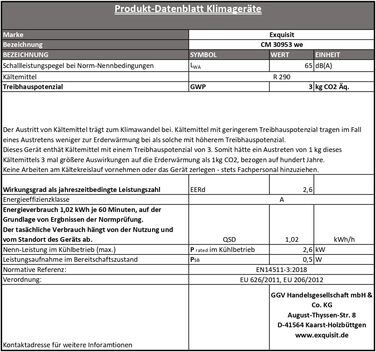 Мобільний кондиціонер Exquisit CM 30953, 9000 BTU, білий