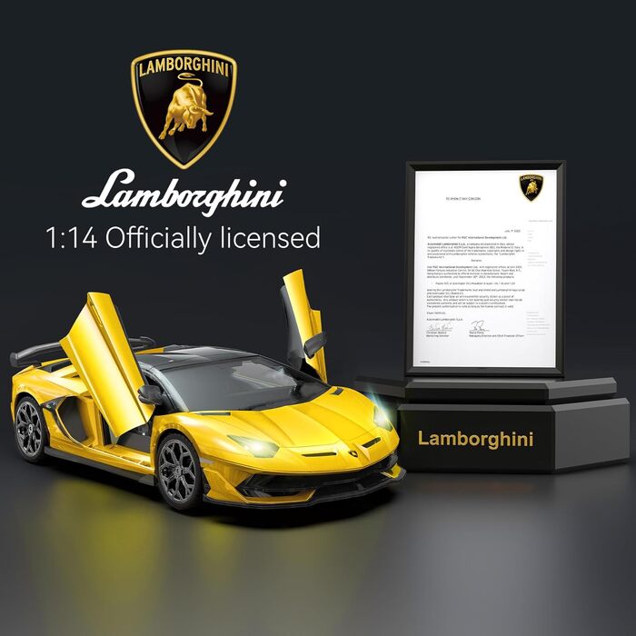 Радіокерований автомобіль Lamborghini 2.4GHz, офіційна ліцензія, жовтий колір - іграшка для хлопчиків та дівчаток, подарунок на день народження